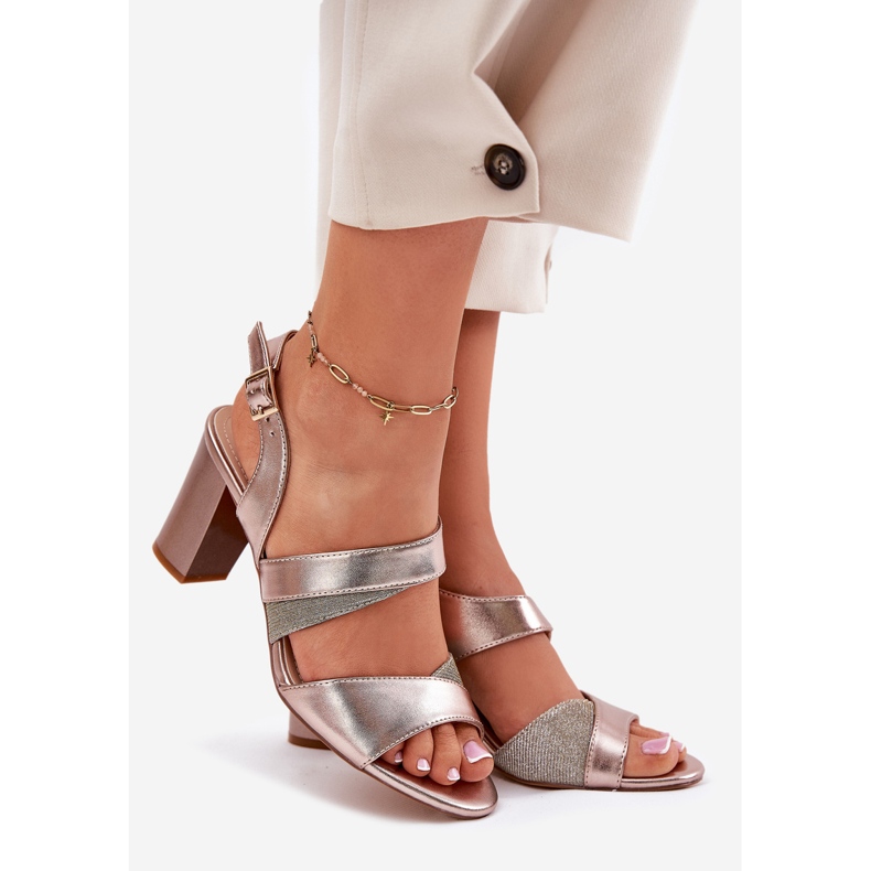 Dámské sandály na růžovém sloupu Sergio Leone SK866 zlatý 1