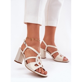 Dámské sandály s vysokým pokojem Sergio Leone SK884 Pearl béžový 2