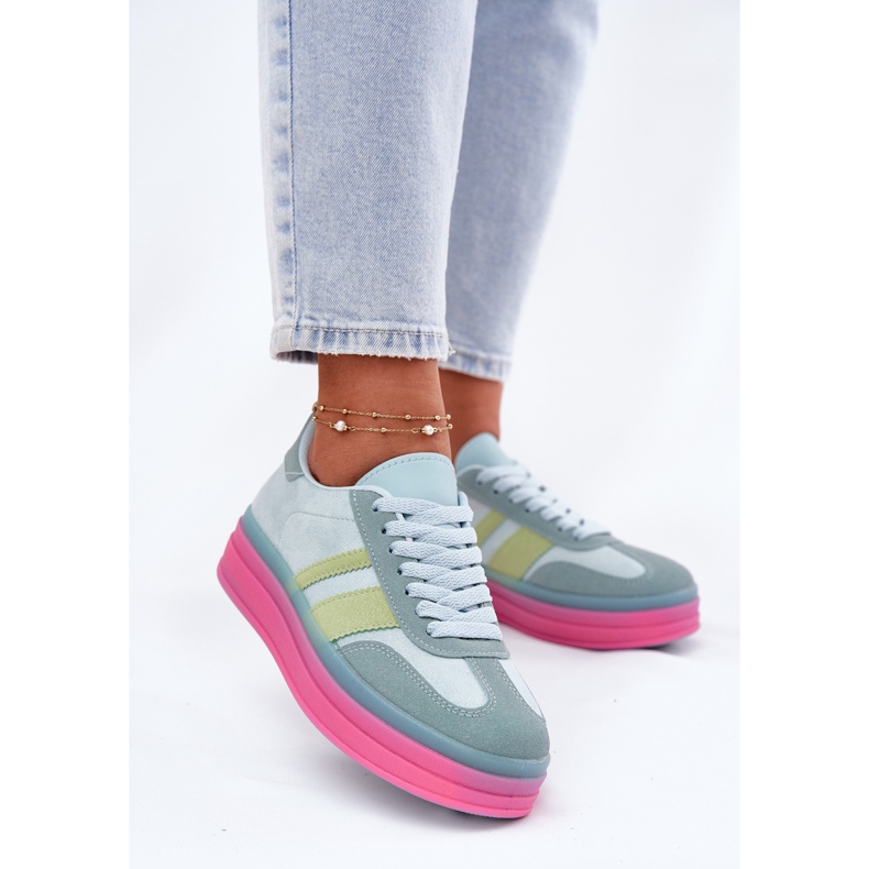 Nízké tenisky na modré platformě modrý 2