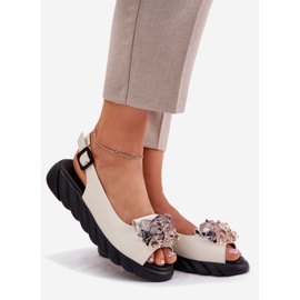 ARTIKER Dámské kožené sandály s artikem 54C1627 Crystals Beige béžový 1