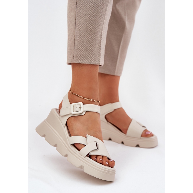 Dámské kožené sandály pro starověkého Artikera 54C1624 béžové béžový 2