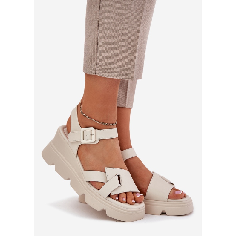 Dámské kožené sandály pro starověkého Artikera 54C1624 béžové béžový 1