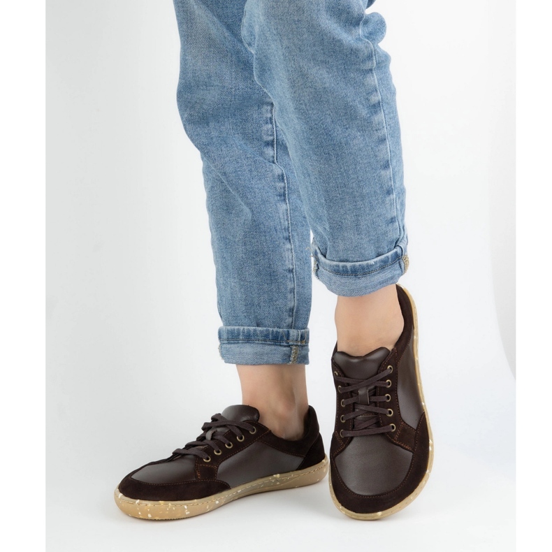 Dámská bota naboso kožená hnědá 0772W Wasak - minimalistická přírodní obuv hnědý 1