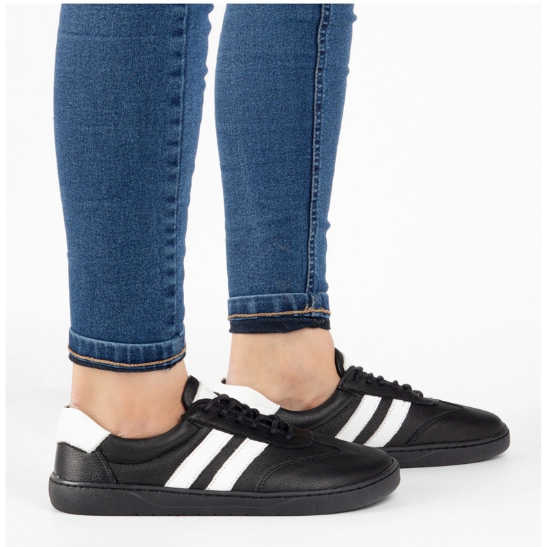 Dámské kožené boty Joker Blackorwhite Black - minimalistické tenisky Olivier černá 1