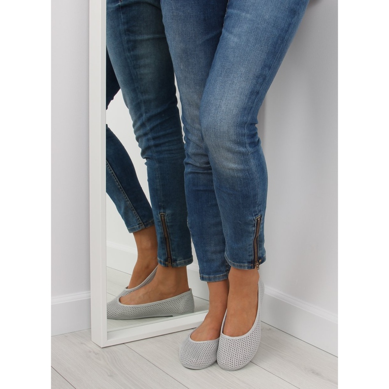Šedé síťované baleríny JX56 Grey šedá 1