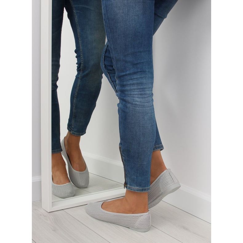 Šedé síťované baleríny JX56 Grey šedá 2