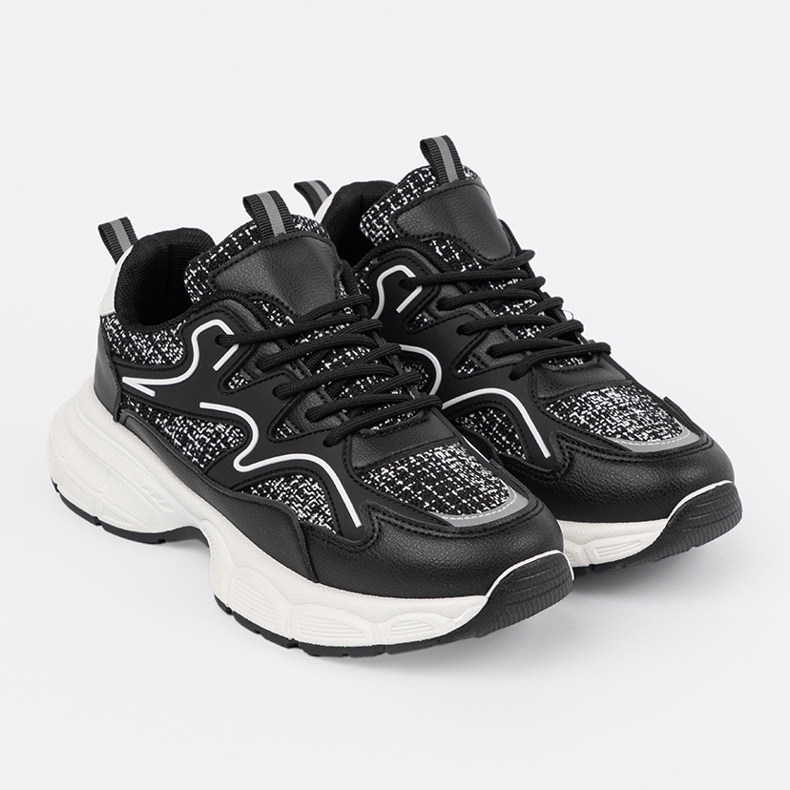 Shelvt Tenisky černé ženy s dekorativními vložkami černá 1 Shelvt Tenisky černé ženy s dekorativními vložkami černá 1