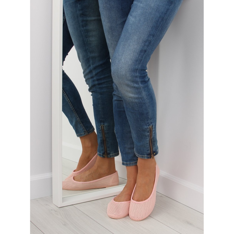 Růžové síťované baleríny JX56 Pink růžový 1