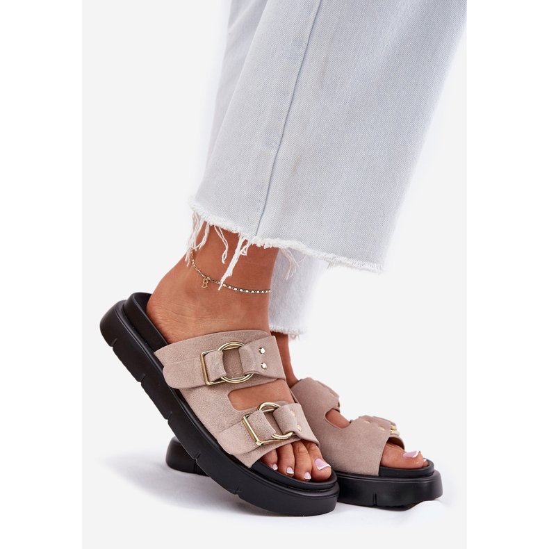 Big Star Dámské semišové žabky s dekorativní velkou hvězdou RR274659 SVĚTLA Světle růžová růžový 1