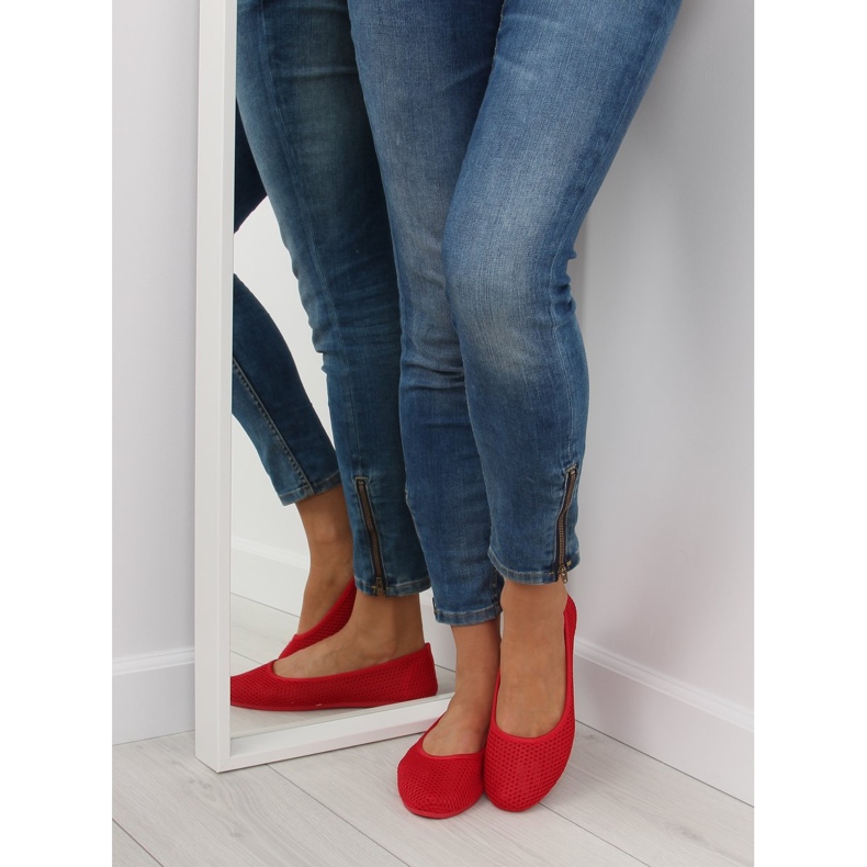 Červené síťované baleríny JX56 Red červený 1