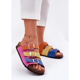 Dámské semišové žabky s Panto Fino RR267033 Fuchsia spony růžový 2