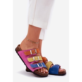 Dámské semišové žabky s Panto Fino RR267033 Fuchsia spony růžový 1