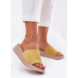 Dámský semišový překlopení -Flips on the Panto Fino RR267038 Wedge žlutá 2