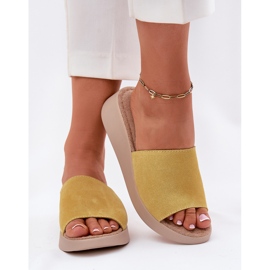 Dámský semišový překlopení -Flips on the Panto Fino RR267038 Wedge žlutá 3