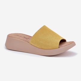 Dámský semišový překlopení -Flips on the Panto Fino RR267038 Wedge žlutá 4