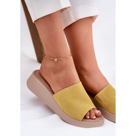 Dámský semišový překlopení -Flips on the Panto Fino RR267038 Wedge žlutá 6