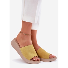 Dámský semišový překlopení -Flips on the Panto Fino RR267038 Wedge žlutá 1