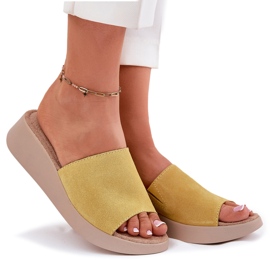 Dámský semišový překlopení -Flips on the Panto Fino RR267038 Wedge žlutá 7