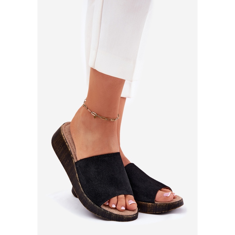 Dámské semišové překlopení -Flips na Panto Fino RR267043 Černé klíny černá 1
