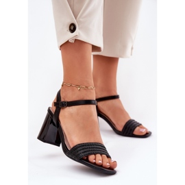 Dámské sandály na příspěvku se zirkony a Vinceza 62228 Braid Black černý 2