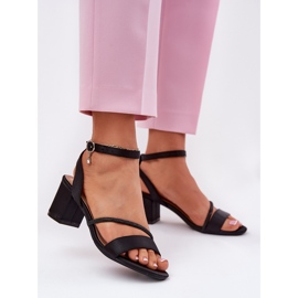 Dámské sandály na sloupu s Vinceza 20268 Černé zirkony černý 2