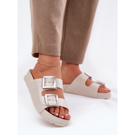 Voňavé dámské žabky s přezky a třpytky Zaxy RR285056 BEIGE béžový 2
