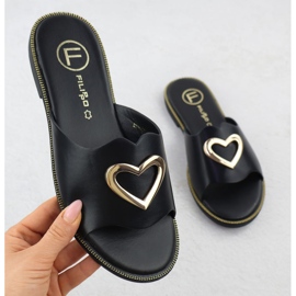 Dámská klapka s dekorativním srdcem černý filippo dk6909 1