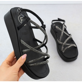 Dámské sandály Roman Wedge se zirkony Black Filippo DS6898 černý 1