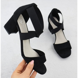 Dámské sandály na příspěvku sklouzly na Black Elastics Filippo DS6920 černá 1