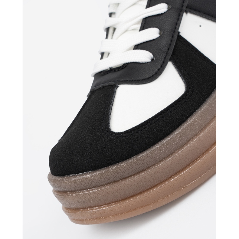 Shelvt Černobílé tenisky na platformě černá 1