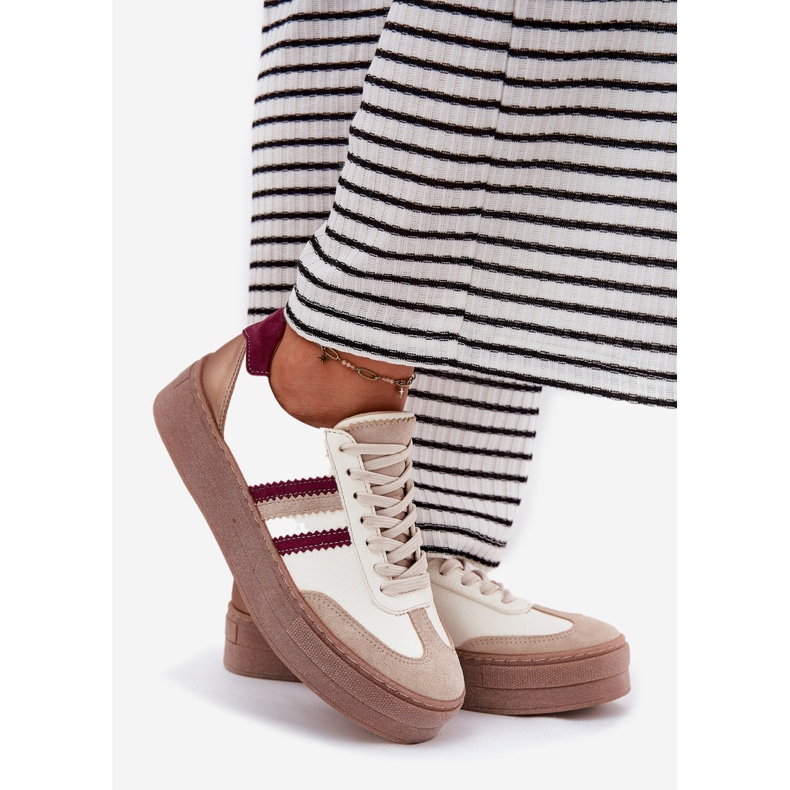 Dámské kožené tenisky na platformě Zazoo N1234 Beige-Bord béžový 1