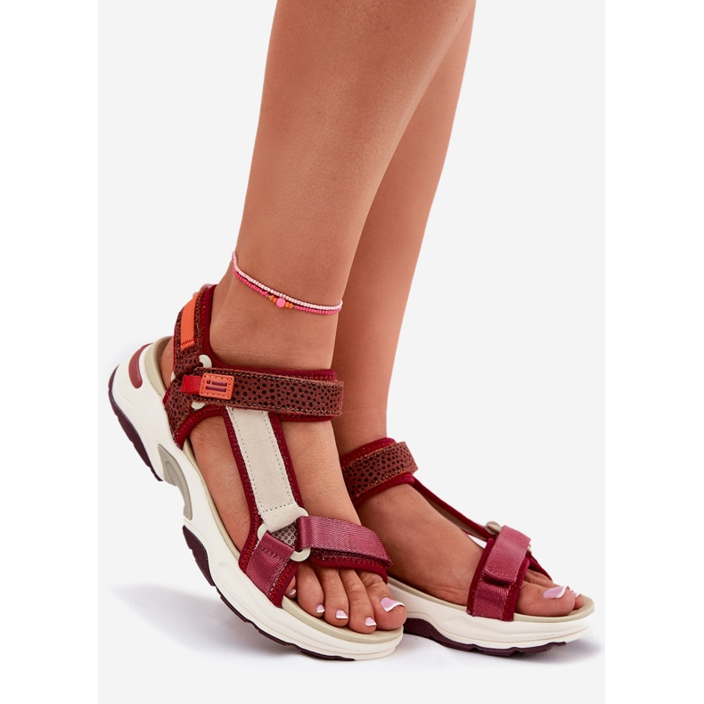 D.Franklin Dámské sandály na suchý zip d.franlin DFSH406003 Burgundsko červené 1