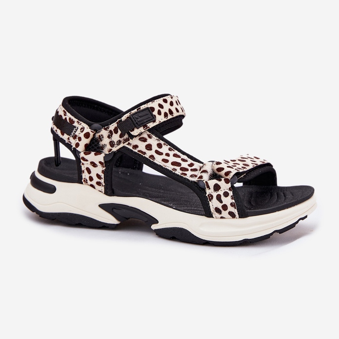 Dámské sandály na suchý zip D.Franklin DFSH406002 Black and Beige béžový 1