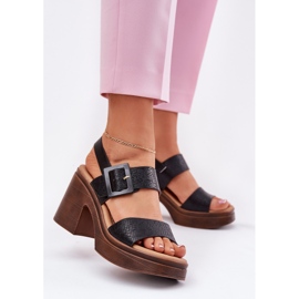 Dámské sandály na masivní patě a Vinceza 17387 Black Platform černý 2