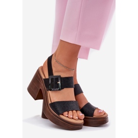 Dámské sandály na masivní patě a Vinceza 17387 Black Platform černý 1