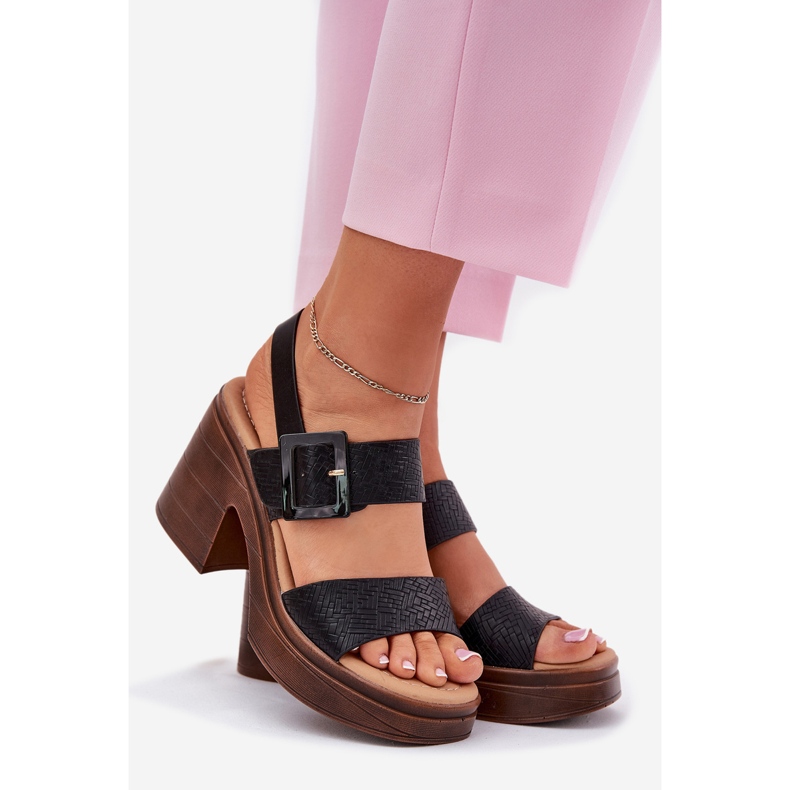 Dámské sandály na masivní patě a Vinceza 17387 Black Platform černý 1