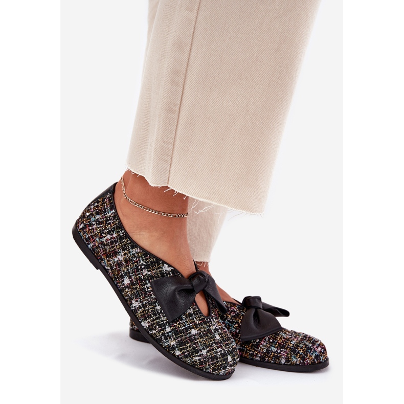 Laura Messi Kožené baleríny s Laurou Messi 2921 Černý luk černá 1