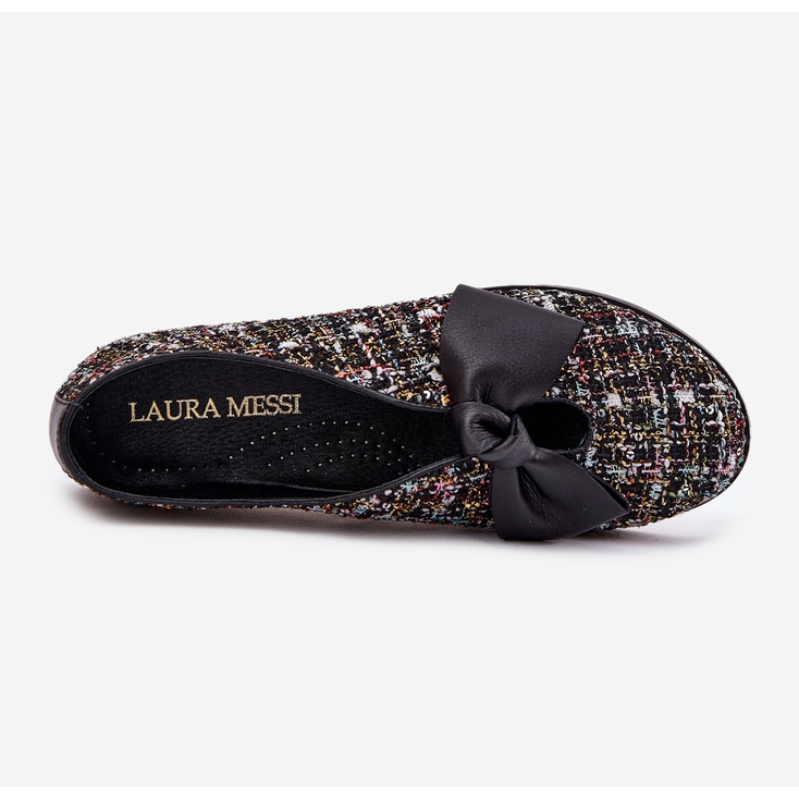 Laura Messi Kožené baleríny s Laurou Messi 2921 Černý luk 2