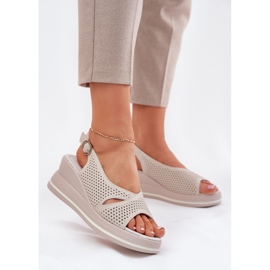 S.Barski Dámské kožené sandály S. Barski LR51-660 Openwork Beige béžový 2 S.Barski Dámské kožené sandály S. Barski LR51-660 Openwork Beige béžový 2