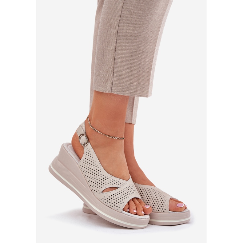 S.Barski Dámské kožené sandály S. Barski LR51-660 Openwork Beige béžový 1 S.Barski Dámské kožené sandály S. Barski LR51-660 Openwork Beige béžový 1