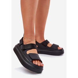 Inna Dámské sandály na platformě s Black od suchý zip černý 1