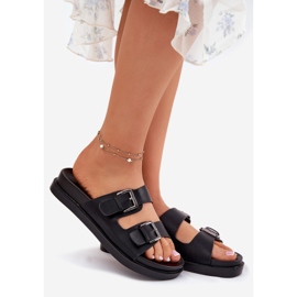 EVento Dámské pantofle se zlatými spony černé spony černá 1