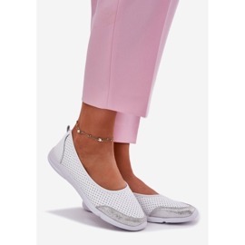 EVento Dámské kožené otevřené bílé baleríny bílý 1