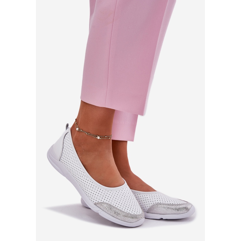 EVento Dámské kožené otevřené bílé baleríny bílý 1 EVento Dámské kožené otevřené bílé baleríny bílý 1