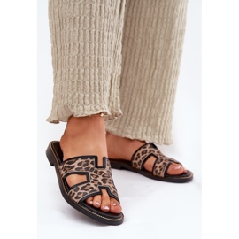 Kožené ploché leopardské žabky zazoo 40383 černé černá 2 Kožené ploché leopardské žabky zazoo 40383 černé černá 2