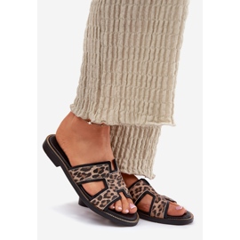 Kožené ploché leopardské žabky zazoo 40383 černé černá 1 Kožené ploché leopardské žabky zazoo 40383 černé černá 1