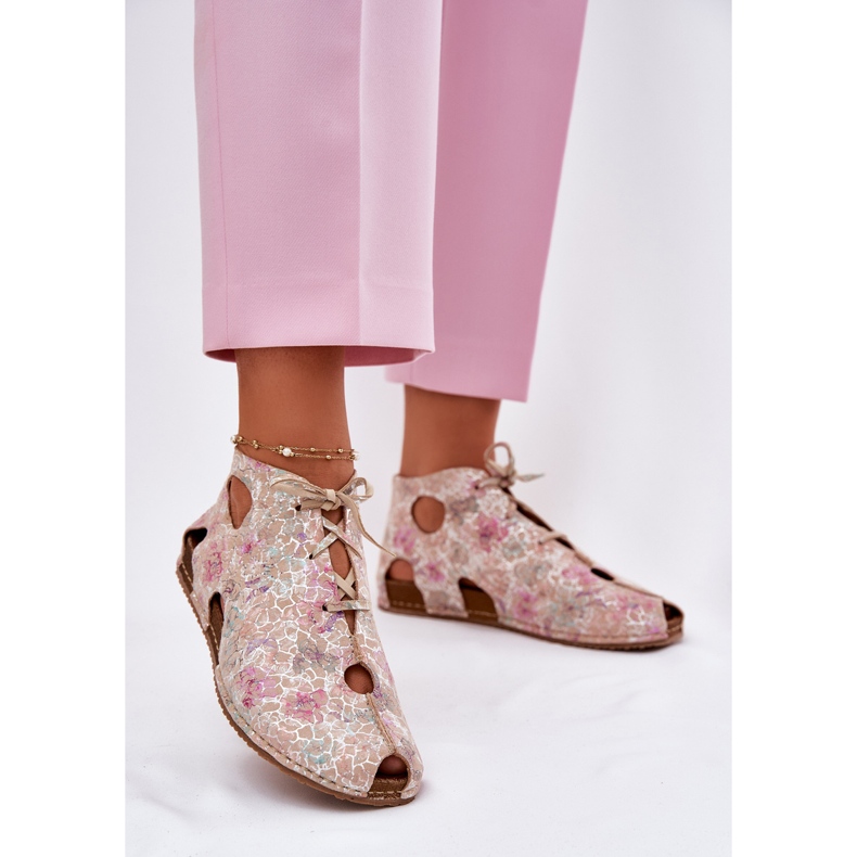 Vzorovaná kožená boty Maciejka 03426-48 BIGEE béžový 2