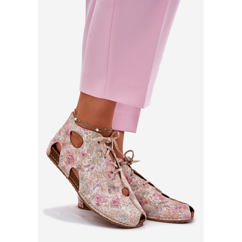 Vzorovaná kožená boty Maciejka 03426-48 BIGEE béžový 1