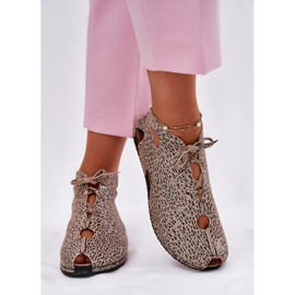 Vzorované kožené boty Maciejka 03426-49 Leopard Print béžový 3