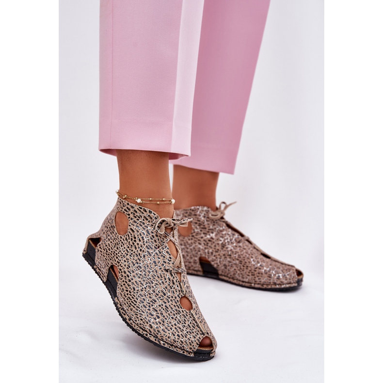 Vzorované kožené boty Maciejka 03426-49 Leopard Print béžový 2